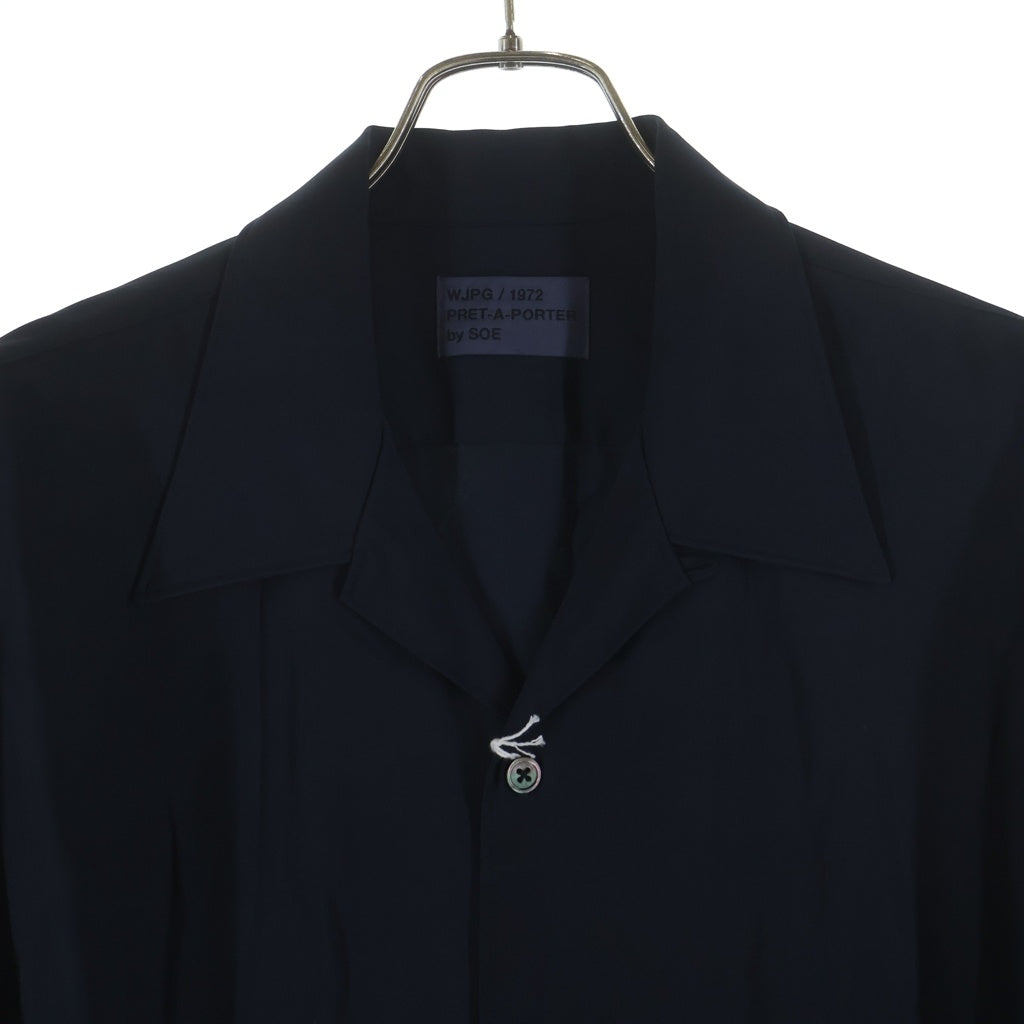NO BRAND(ノーブランド) SOE READY TO WEAR ソーイレディートゥウェア WJPG ビスコース サイドライン オープンカラー半袖シャツ ネイビー 1231-81-006