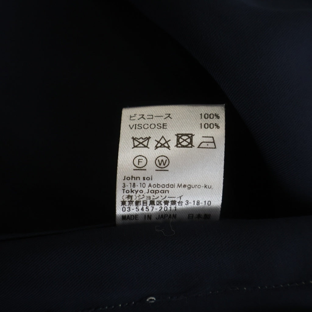 NO BRAND(ノーブランド) SOE READY TO WEAR ソーイレディートゥウェア WJPG ビスコース サイドライン オープンカラー半袖シャツ ネイビー 1231-81-006