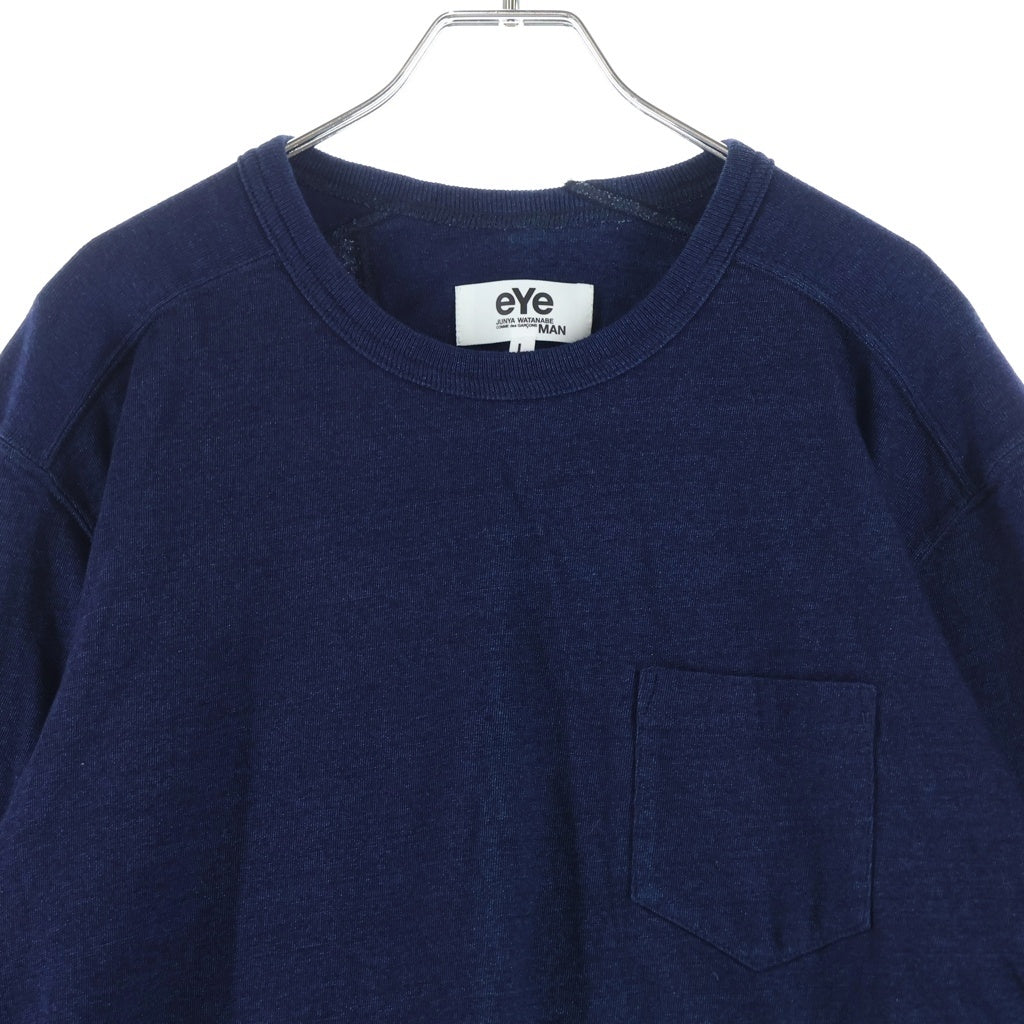 JUNYA WATANABE COMME des GARCONS(ジュンヤワタナベ コムデギャルソン) 20AW AD2020 コットン 胸ポケット クルーネック長袖Tシャツ カットソー ネイビー WF-T905