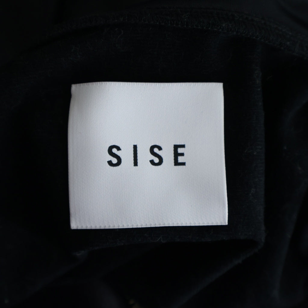 SISE(シセ) トリアセテート ロゴエンブロイダリー ジップアップトラックジャケット ブラック JR-100