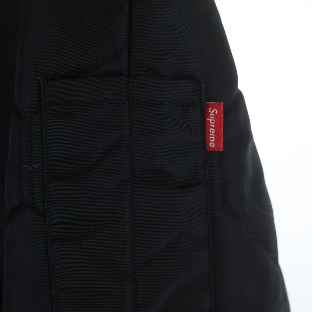 SUPREME(シュプリーム) 15AW Quilted Flight Satin Parka キルティング フライト サテンパーカー ファーフーデッド ジャケット ブラック