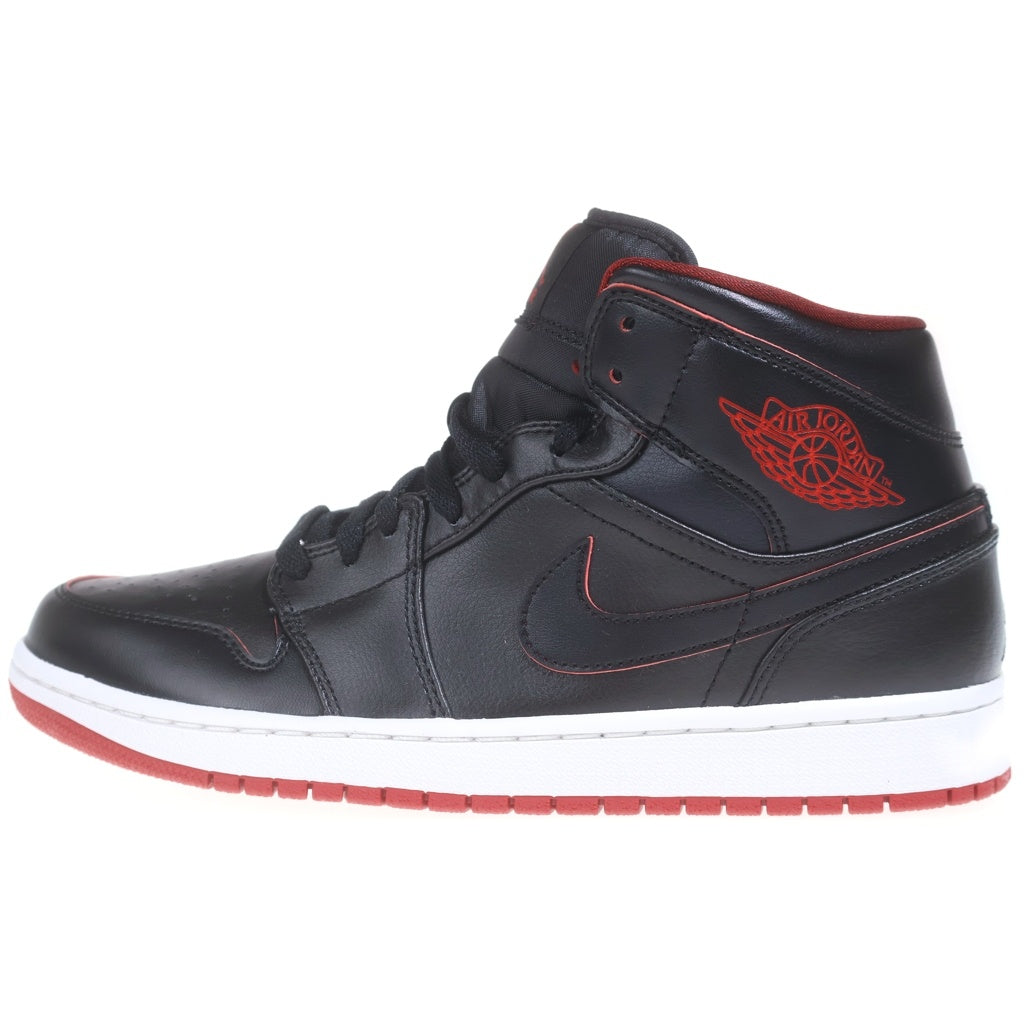 NIKE(ナイキ) 【観賞用 2015年製】 AIR JORDAN 1 RETRO MID エアジョーダン1 レトロ ミッドカットスニーカー ブラック/レッド US9.5/27.5cm 554724-028