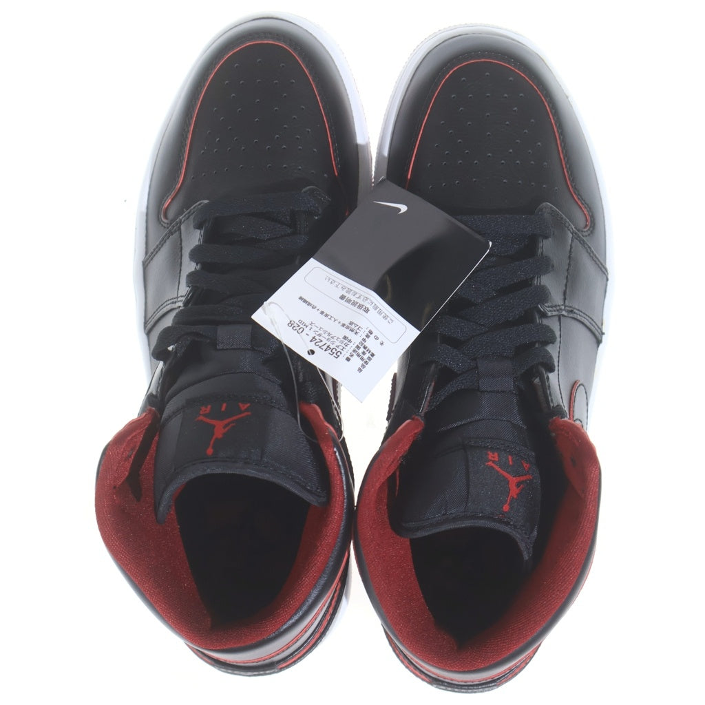 NIKE(ナイキ) 【観賞用 2015年製】 AIR JORDAN 1 RETRO MID エアジョーダン1 レトロ ミッドカットスニーカー ブラック/レッド US9.5/27.5cm 554724-028