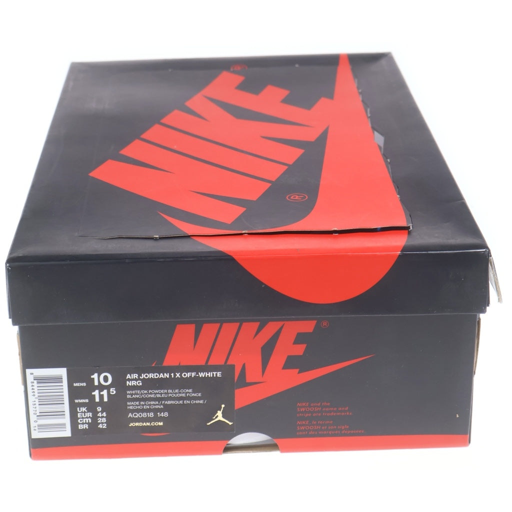 NIKE(ナイキ) ×OFF-WHITE AIR JORDAN 1 POWDER BLUE UNC オフホワイト エアジョーダン1 パウダーブルー ハイカットスニーカー ホワイト/ブルー US10/28cm AQ0818-148