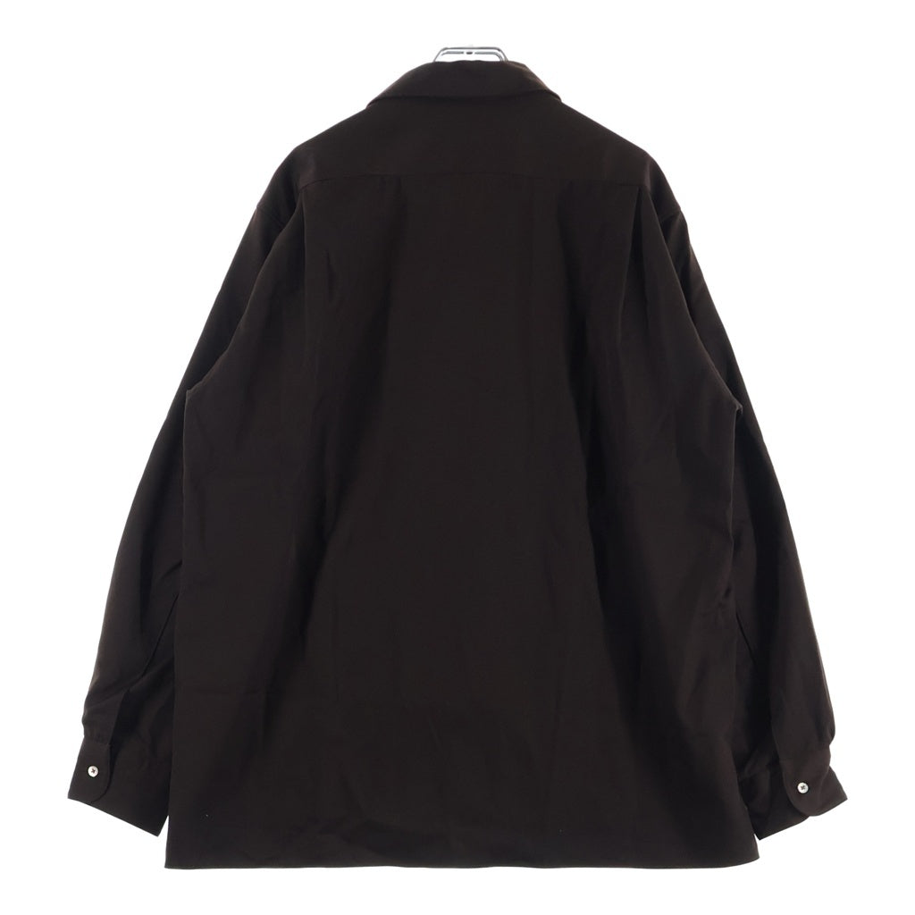 MARKAWARE(マーカウェア) 25AW ITALIAN COLLAR SHIRT ORGANIC WOOL GABARDINE オーガニック ウールギャバジン イタリアンカラー 長袖シャツ ブラウン A25C01SH01C