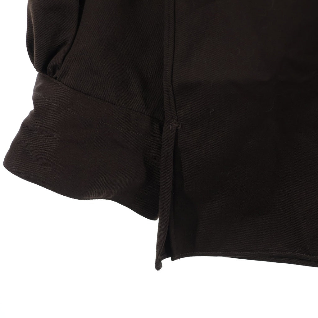 MARKAWARE(マーカウェア) 25AW ITALIAN COLLAR SHIRT ORGANIC WOOL GABARDINE オーガニック ウールギャバジン イタリアンカラー 長袖シャツ ブラウン A25C01SH01C