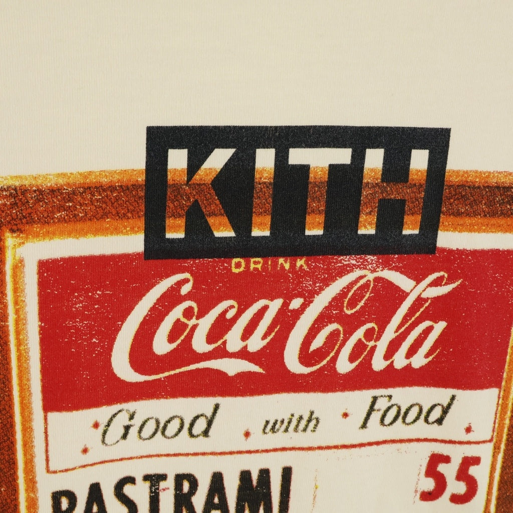 KITH(キス) 20SS ×COCA-COLA MENU TEE コカコーラ メニュー ヴィンテージ フロントプリント クルーネック半袖Tシャツ カットソー アイボリー KH3884