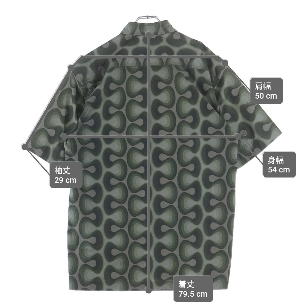 DRIES VAN NOTEN(ドリスヴァンノッテン) CASSIDYE 8027 M.W SHIRT クラシックダイ ナイロン 総柄 半袖シャツ カーキ 241-020709-8027-606