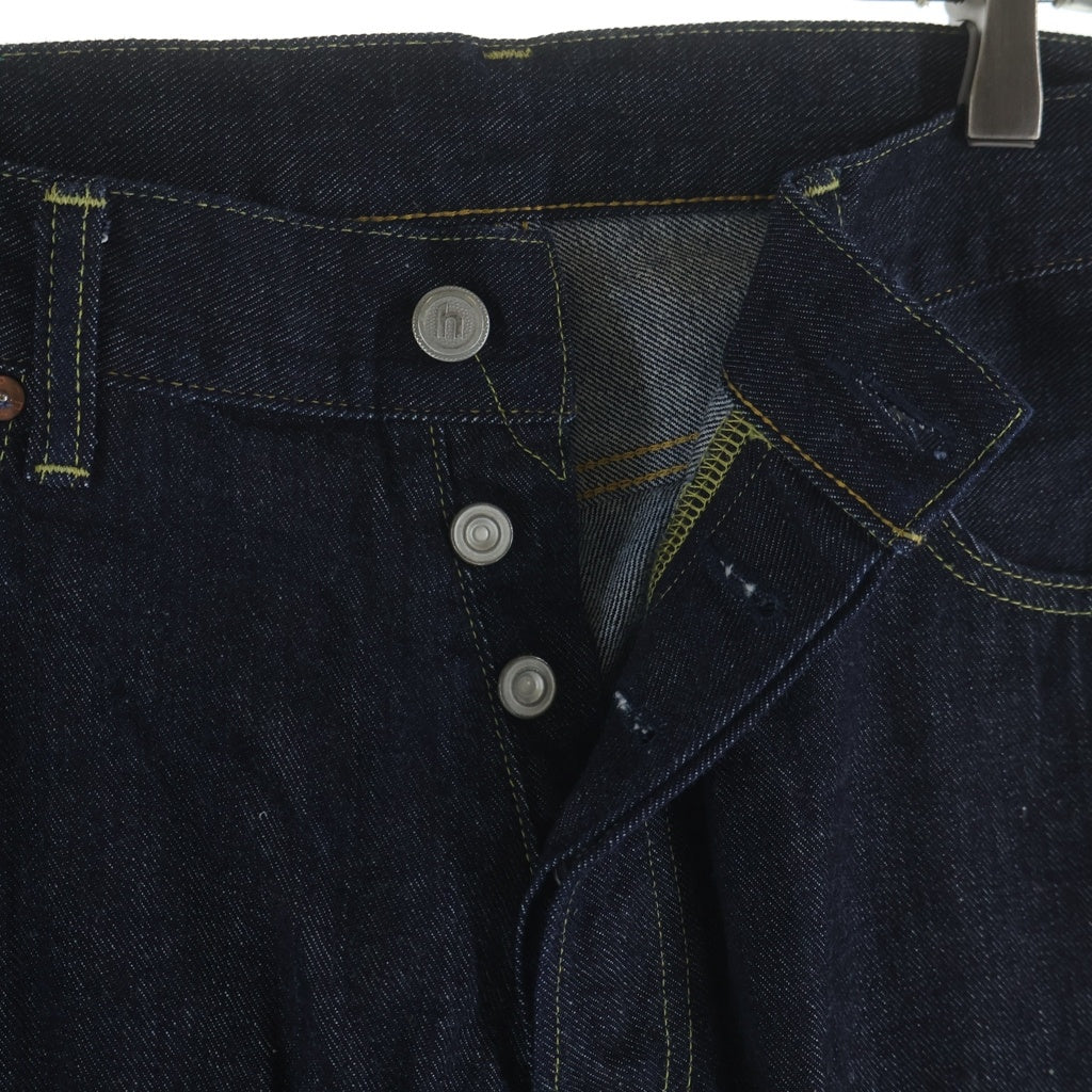 HIDDEN NY(ヒドゥン ニューヨーク) SELVEDGE DENIM セルベッジ ロゴエンブロイダリー ボタンフライ デニムパンツ インディゴ 7110906