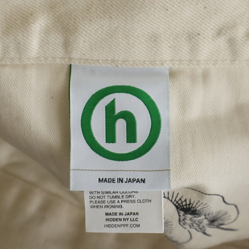 HIDDEN NY(ヒドゥン ニューヨーク) SELVEDGE DENIM セルベッジ ロゴエンブロイダリー ボタンフライ デニムパンツ ホワイト HNYDNM001.21