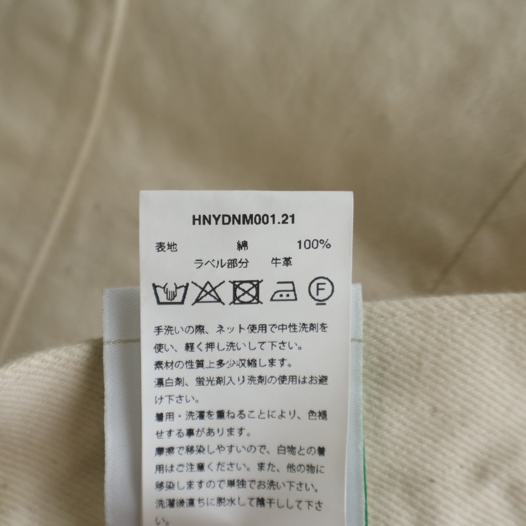 HIDDEN NY(ヒドゥン ニューヨーク) SELVEDGE DENIM セルベッジ ロゴエンブロイダリー ボタンフライ デニムパンツ ホワイト HNYDNM001.21