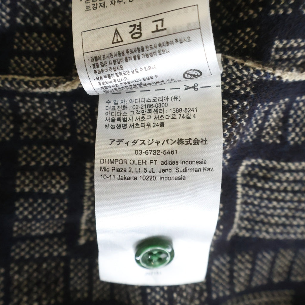 adidas(アディダス) 25SS ×BRAIN DEAD POLO SHIRTS DUSTSAND ブレインデッド ダストサンド 総柄 ロゴ刺繍 ニット半袖ポロシャツ ブラウン/グリーン JN7151