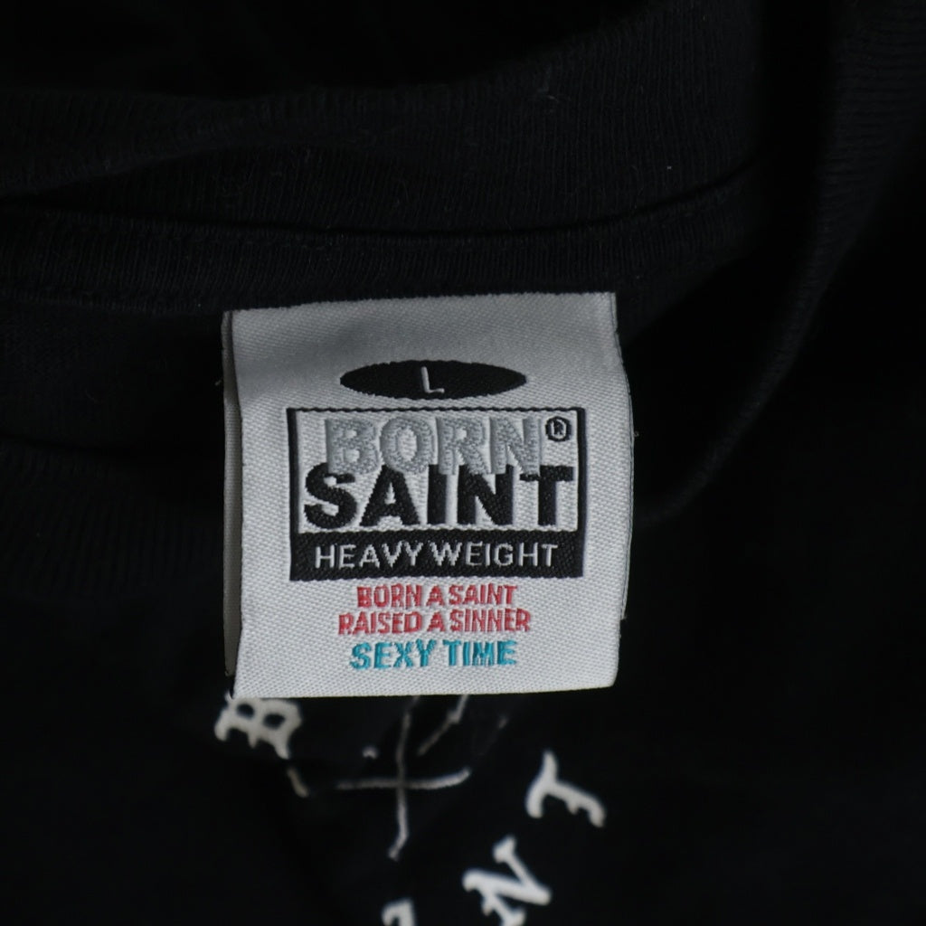 SAINT MICHAEL(セントマイケル) 24SS ×BONE RAISED BR LS TEE ボーンレイズド ロゴプリント クルーネック 長袖Tシャツ カットソー ブラック SM-YS8-0000-C08