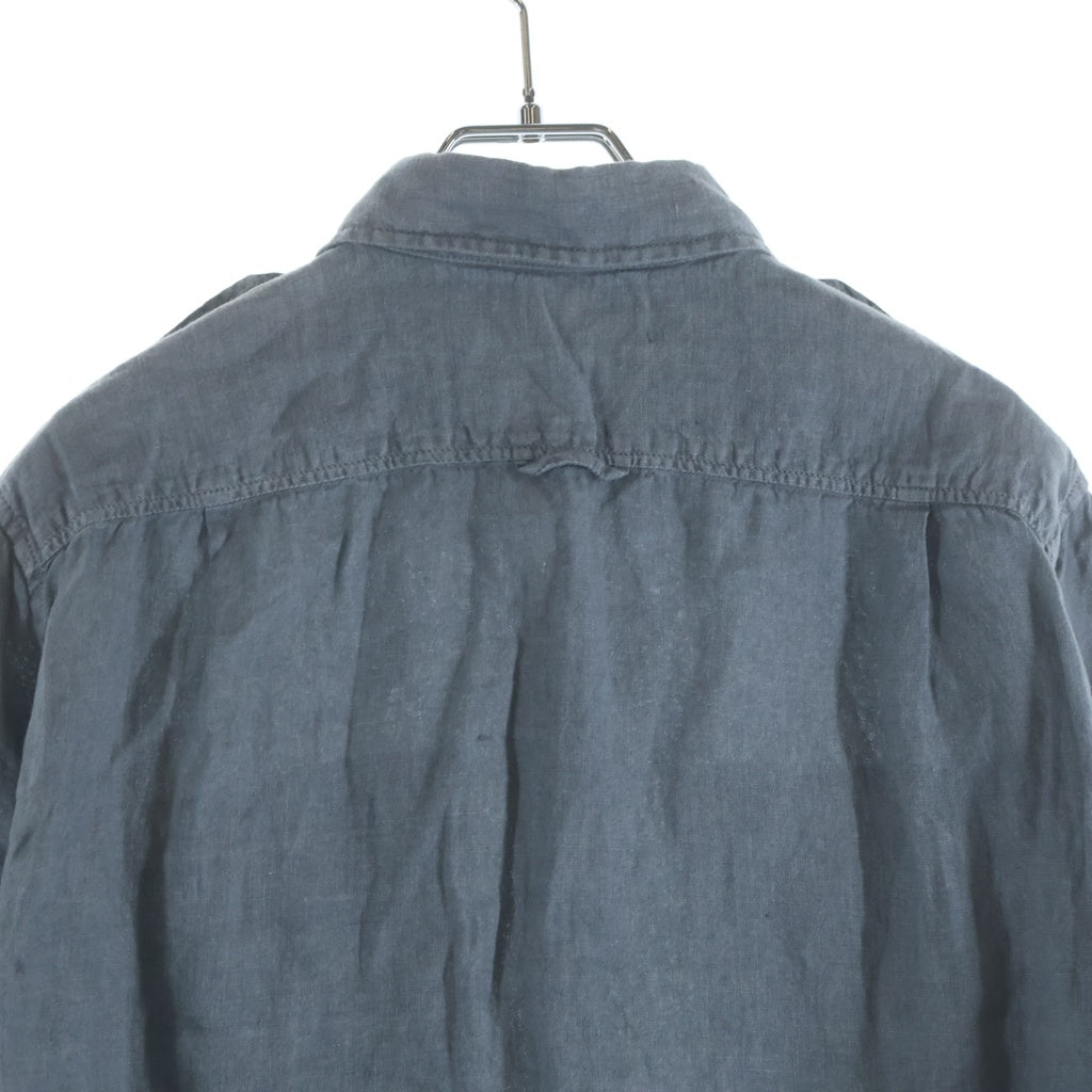 STONE ISLAND(ストーンアイランド) 15SS Linen Buttoned Shirt リネン ボタンド ロゴワッペン 長袖シャツ グレー 62151F601