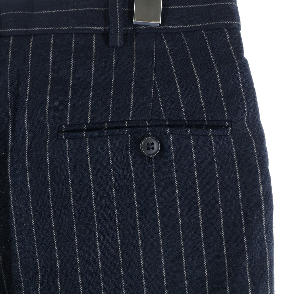 R13(アールサーティーン) 25AW TRIPLE PLEAT CROSSOVER TROUSER 3タック クロスオーバー ストライプ柄 スラックスパンツ レディース ブラック R13W7516-R513A