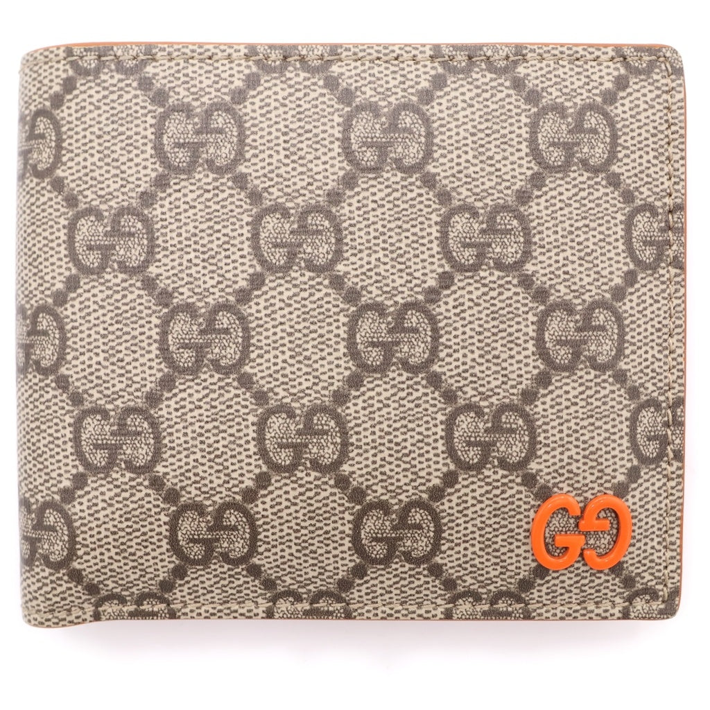 GUCCI(グッチ) GGスプリーム コインウォレット 二つ折り財布 ベージュ/オレンジ 768244 レディース