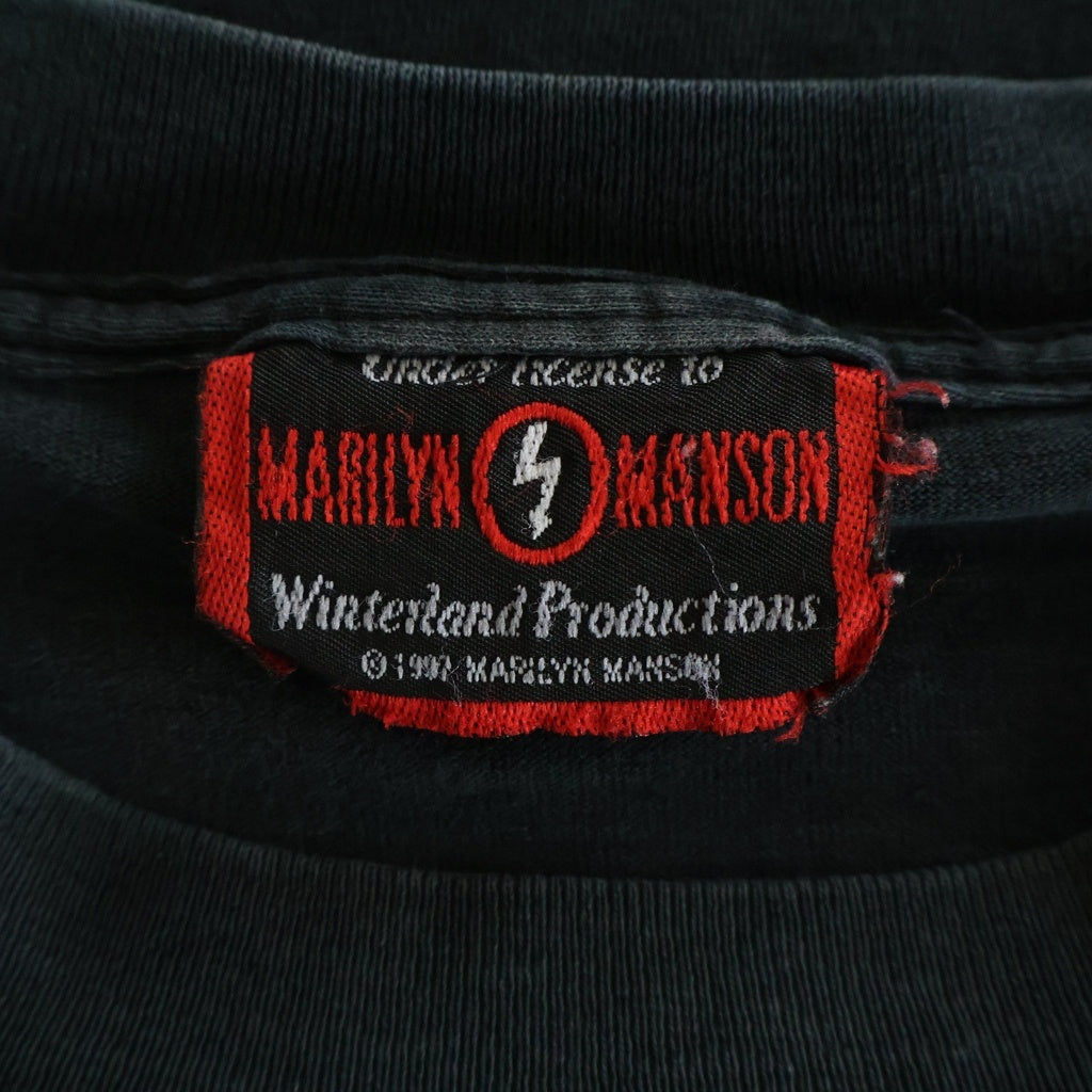 VINTAGE(ヴィンテージ) 90S VINTAGE MARILYN MANSON BELIEVE MARILYN MANSON TAG ヴィンテージ マリリンマンソン ビリーブ 両面プリント クルーネック 半袖Tシャツ カットソー ブラック