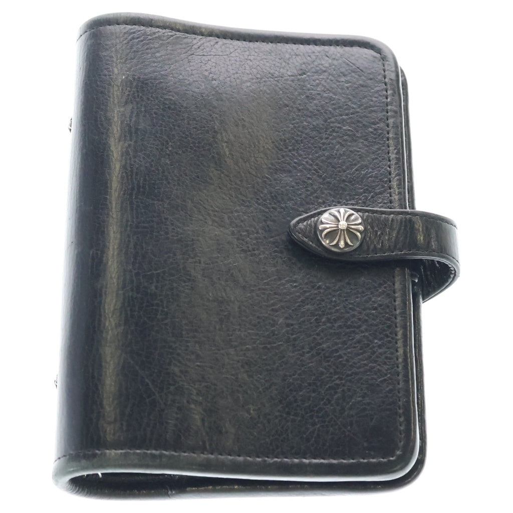 CHROME HEARTS(クロムハーツ) AGENDA PLAIN アジェンダ クロスボールボタン レザー 手帳カバー ケース ブラック