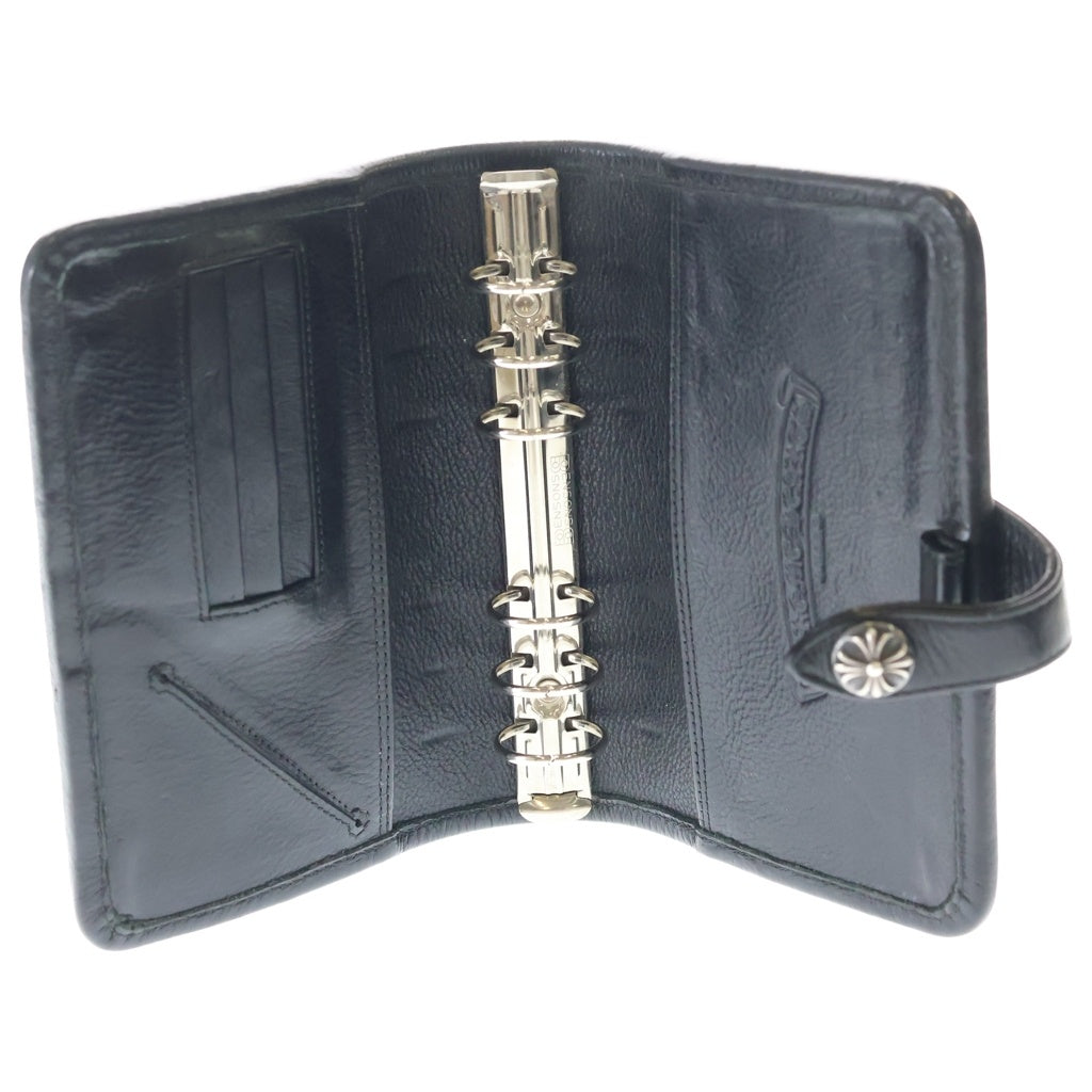 CHROME HEARTS(クロムハーツ) AGENDA PLAIN アジェンダ クロスボールボタン レザー 手帳カバー ケース ブラック