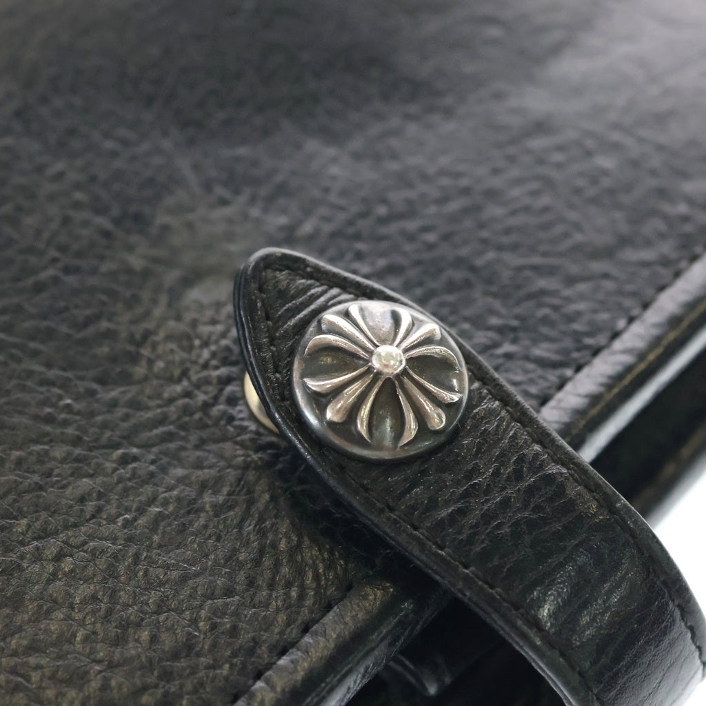 CHROME HEARTS(クロムハーツ) AGENDA PLAIN アジェンダ クロスボールボタン レザー 手帳カバー ケース ブラック