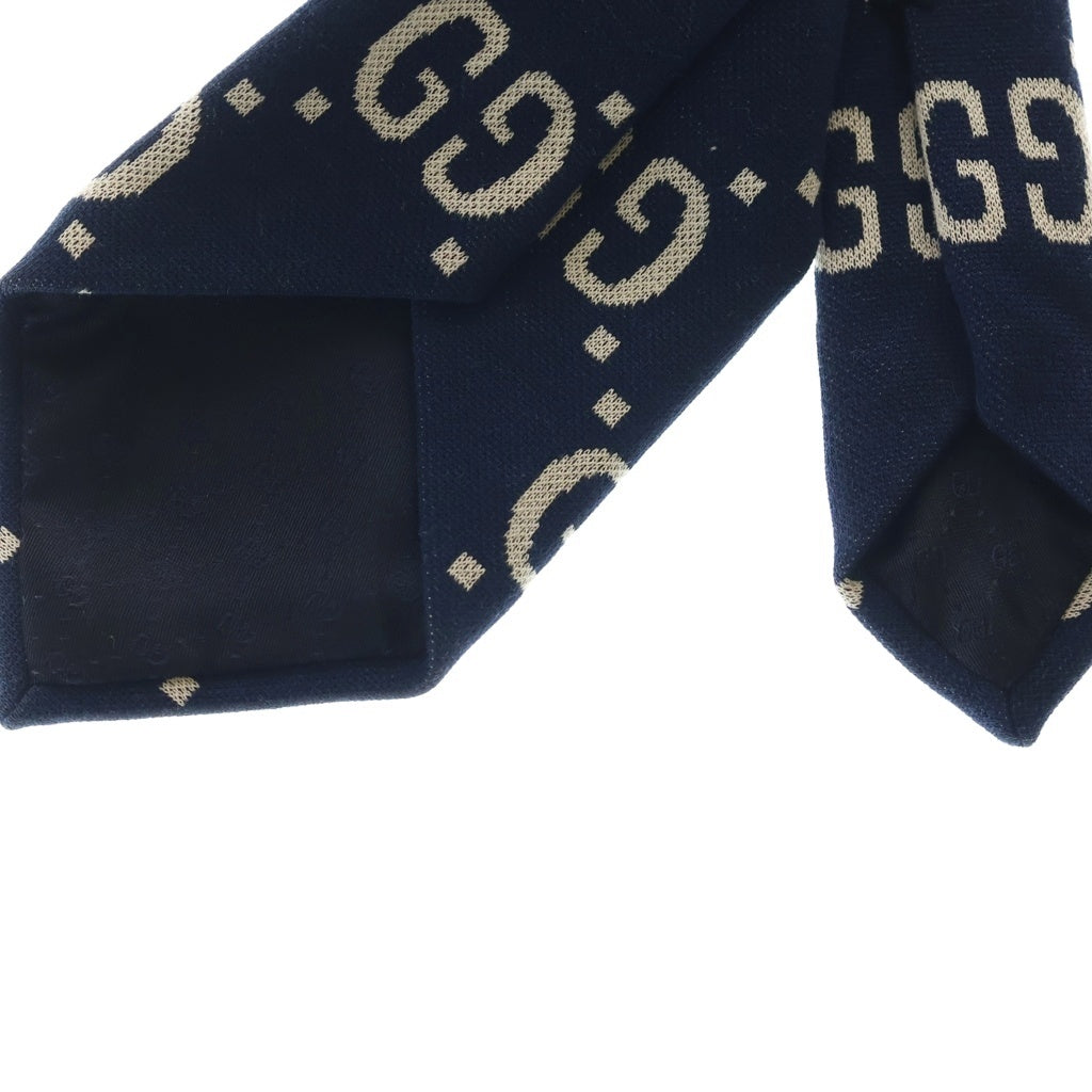 GUCCI(グッチ) イタリア製 GGスプリーム コットンネクタイ ネイビー