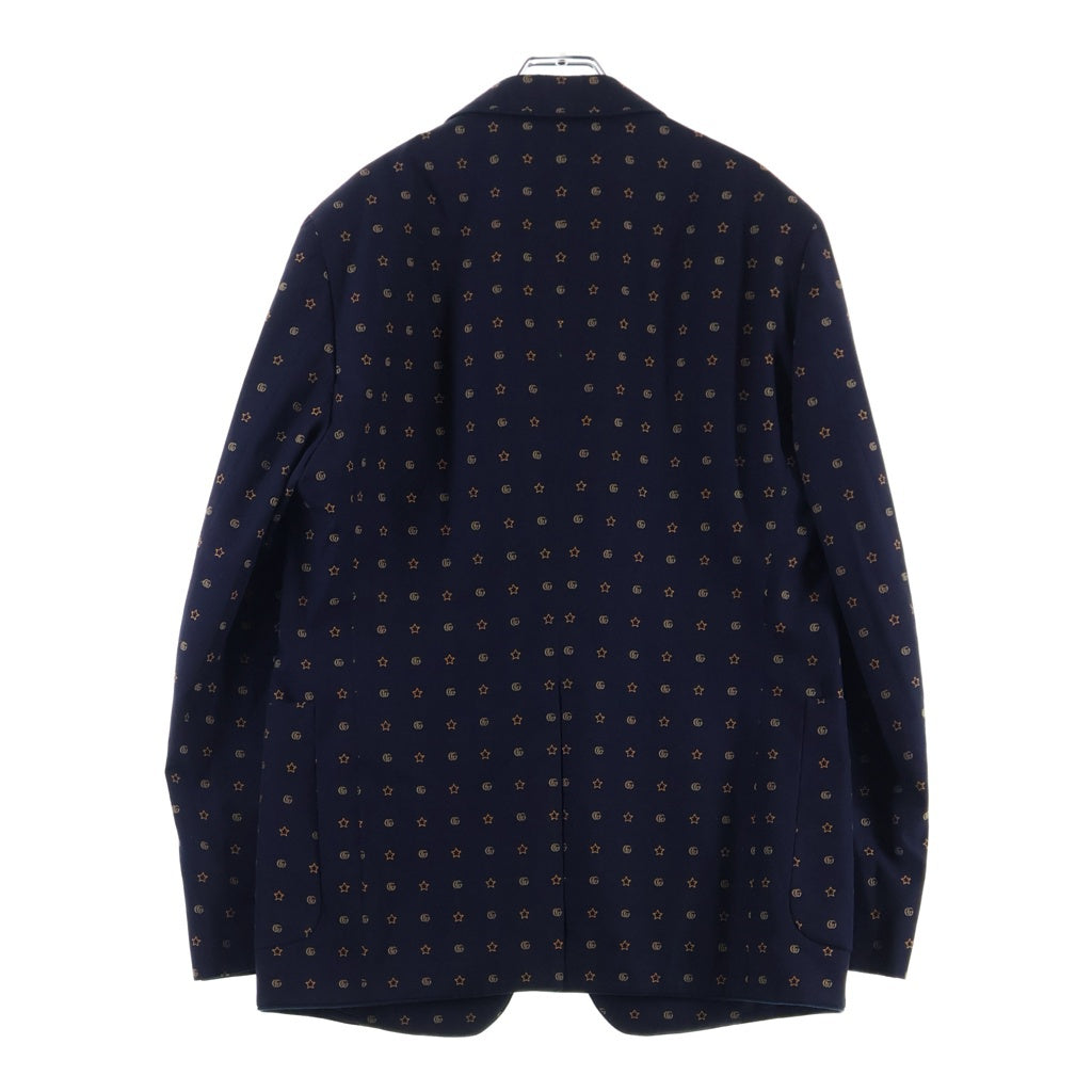 GUCCI(グッチ) GGスター刺繍デザイン パイピング 金ボタン 2B テーラードジャケット ネイビー 673265 ZAHH0