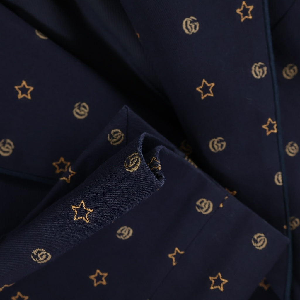 GUCCI(グッチ) GGスター刺繍デザイン パイピング 金ボタン 2B テーラードジャケット ネイビー 673265 ZAHH0