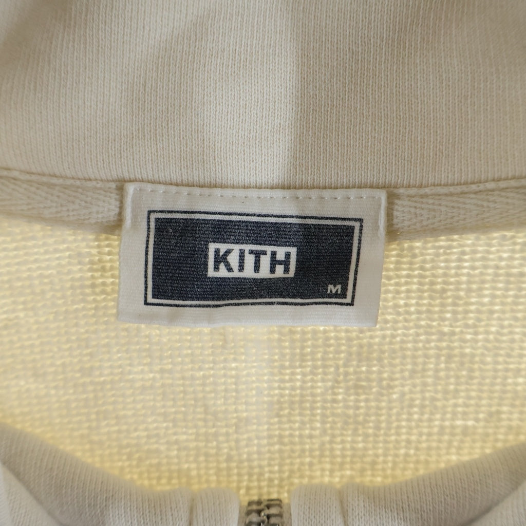 KITH(キス) QUARTER ZIP NELSON PULLOVER ロゴ刺繍 ハーフジップ プルオーバー スウェットトレーナー アイボリー 25-070-060-0011-3-0