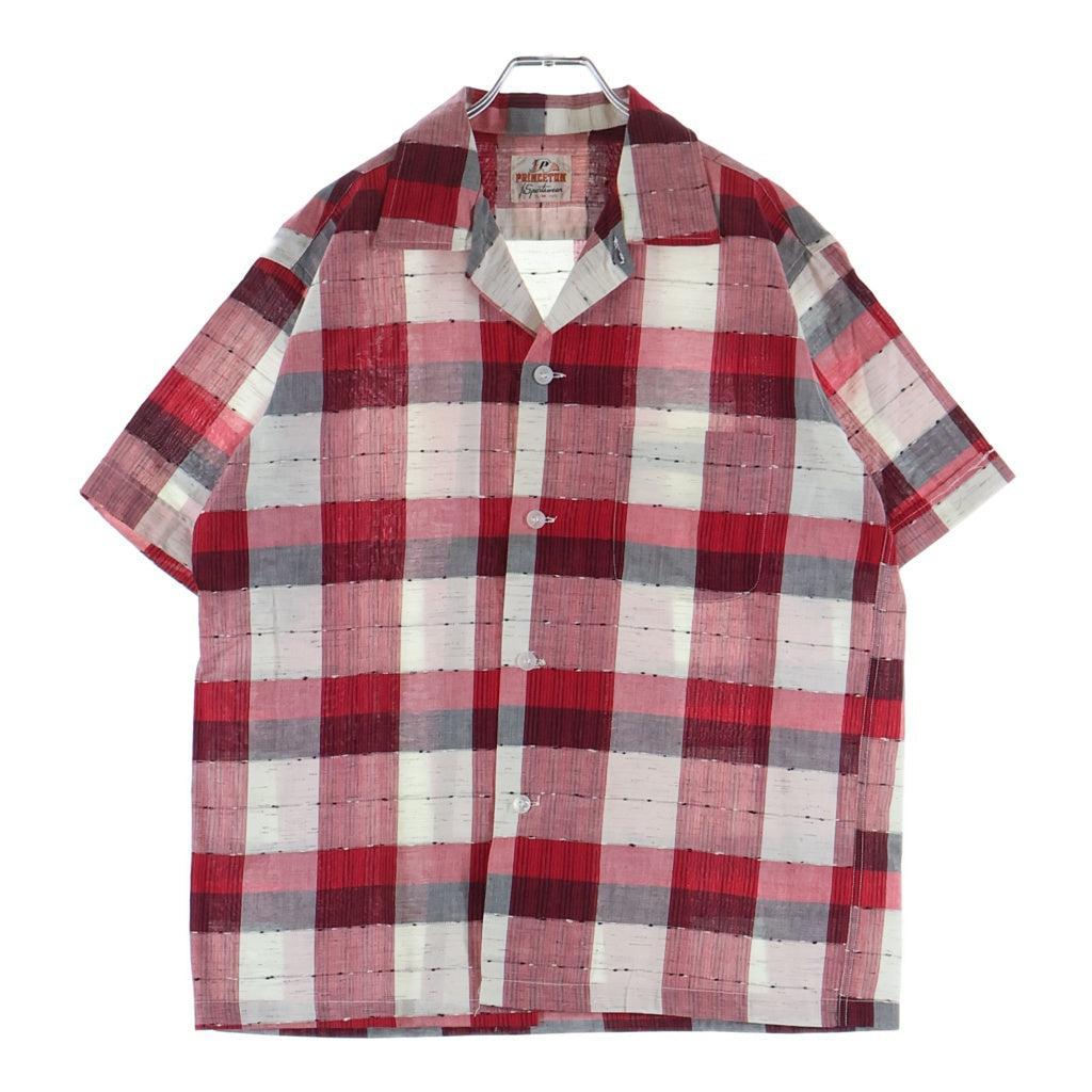 VINTAGE(ヴィンテージ) 60-70S VINTAGE PRINCETON SPORTSWEAR S/S PLAID SHIRT ヴィンテージ プリンストンスポーツウェアー チェック柄 半袖オープンカラーシャツ レッド/ホワイト