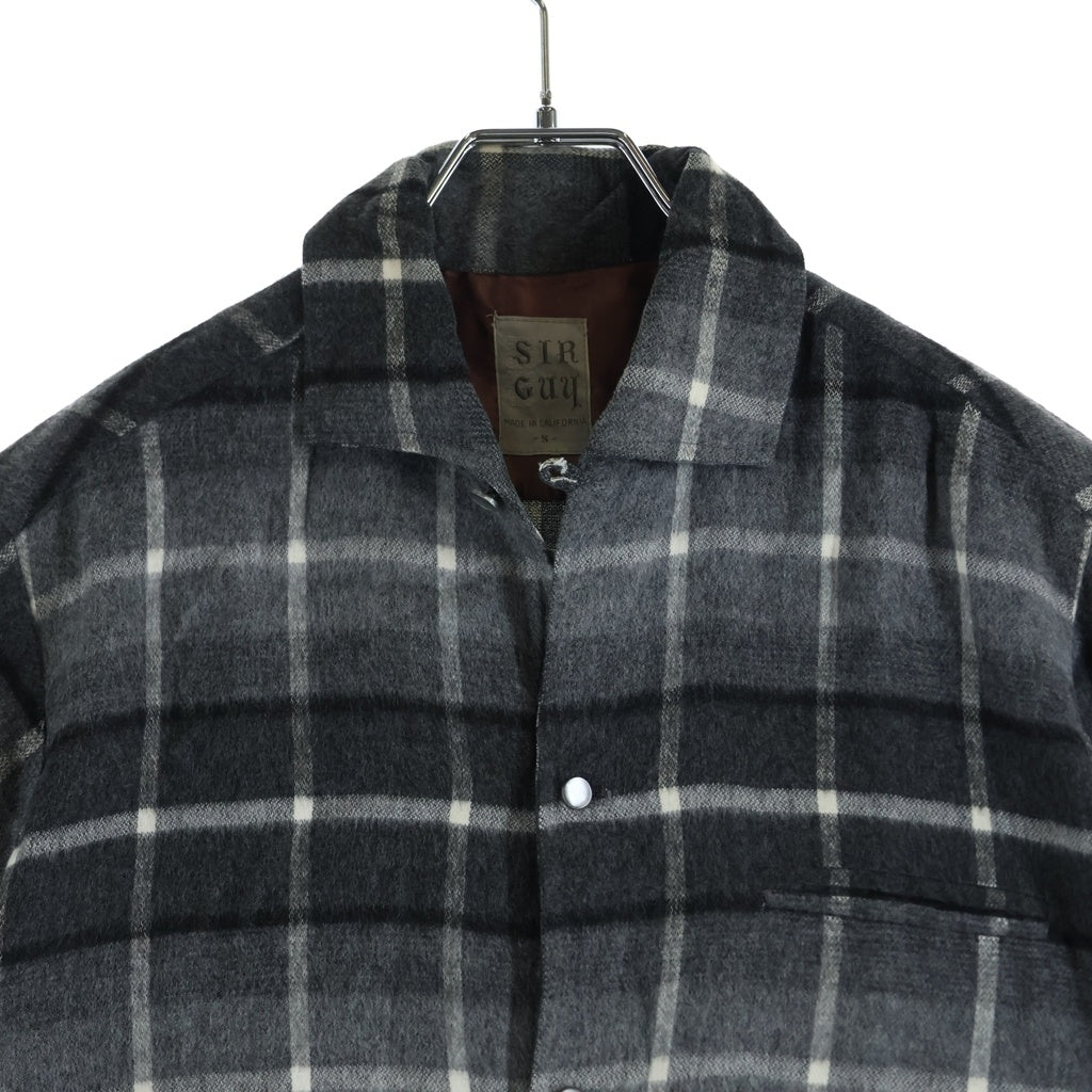 VINTAGE(ヴィンテージ) 50S VINTAGE SIR GUY S/S PLAIND WOOL SHIRT ヴィンテージ イタリアンカラー チェック柄 半袖ウールシャツ グレー