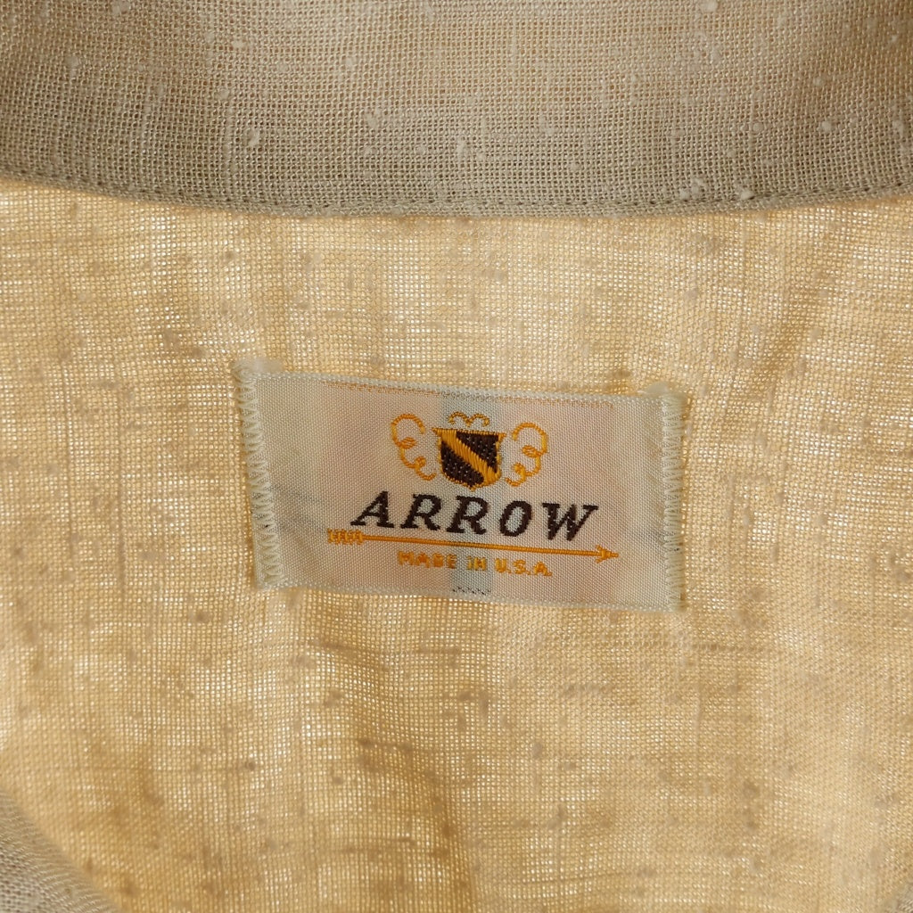 VINTAGE(ヴィンテージ) 50S VINTAGE ARROW S/S RAYON SHIRT ヴィンテージ アロー 盾タグ 刺繍デザイン 半袖レーヨンシャツ ベージュ