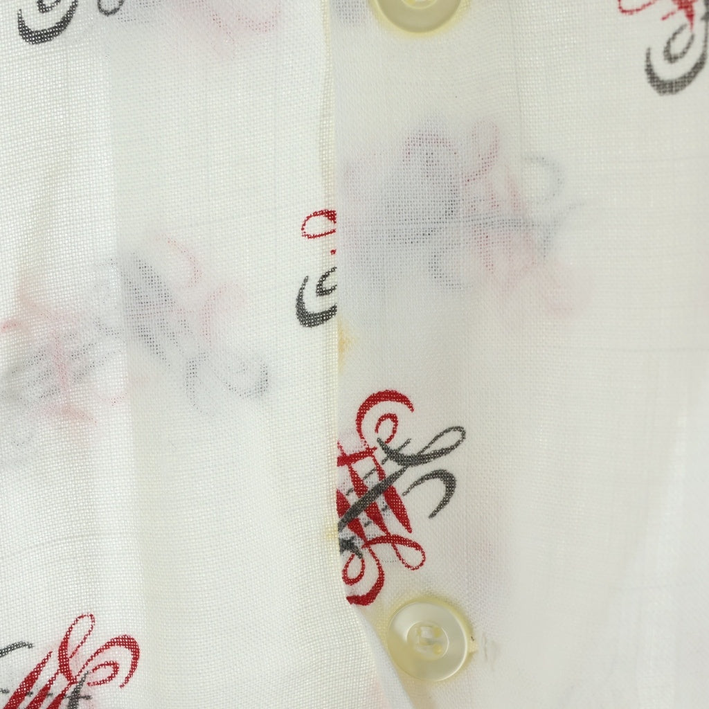 VINTAGE(ヴィンテージ) 50S VINTAGE S/S RINEN RAYON OPEN COLLAR SHIRT ヴィンテージ 総柄 リネンレーヨン 半袖オープンカラー 開襟シャツ ホワイト