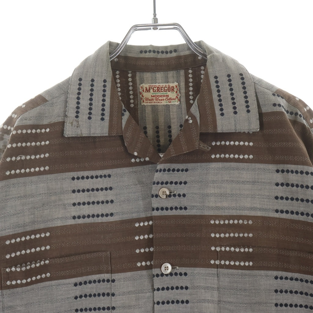 McGREGOR(マクレガー) 60S VINTAGE L/S OPEN COLLAR SHIRT ヴィンテージ 総柄デザイン 長袖オープンカラー 開襟シャツ ブラウン/グレー