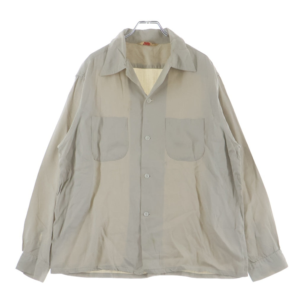 VINTAGE(ヴィンテージ) 50-60S VINTAGE GREELEY SQUARE RAYON GABARDINE L/S OPEN COLLAR SHIRT ヴィンテージ レーヨンギャバジン 長袖オープンカラー 開襟シャツ アイボリー