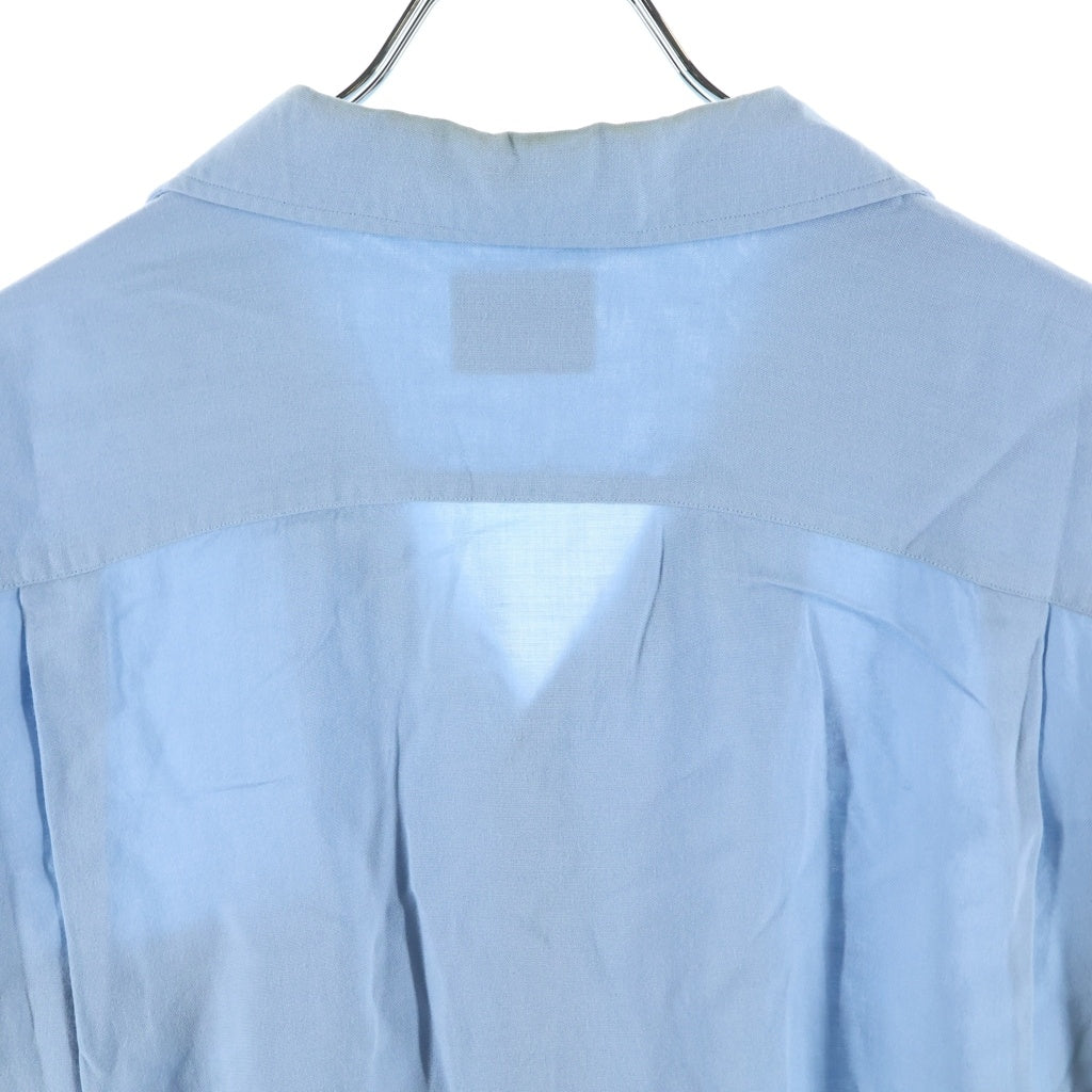 VINTAGE(ヴィンテージ) 60S SELKIRK RAYON GABARDINE L/S OPEN COLLAR SHIRT ヴィンテージ セルカーク レーヨンギャバジン フロント刺繍デザイン 長袖オープンカラー 開襟シャツ ブルー