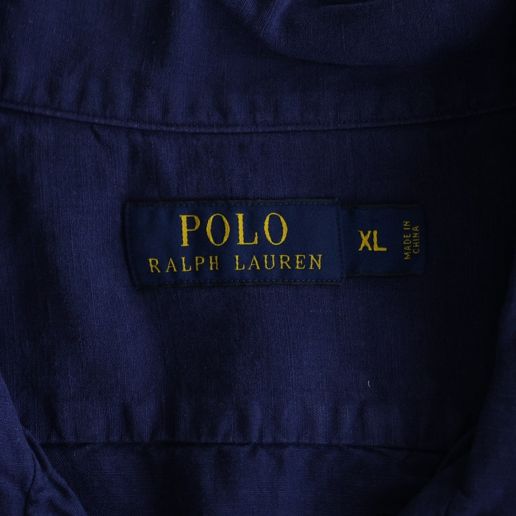 POLO RALPH LAUREN(ポロラルフローレン) シルク混 半袖レーヨンオープンカラー 開襟シャツ ブルー