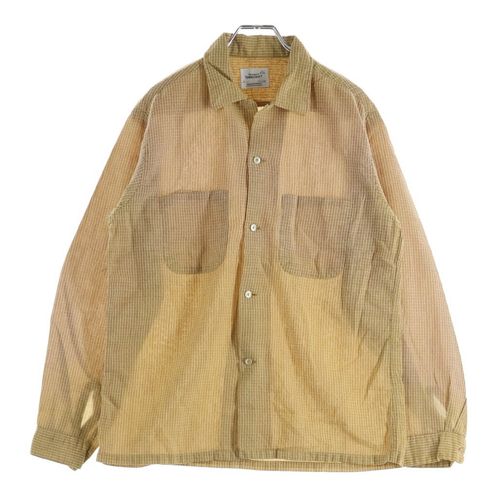 VINTAGE(ヴィンテージ) 60S VINTAGE PENNY'S TOWNCRAFT L/S OPEN COLLAR SHIRT ヴィンテージ ぺニーズ タウンクラフト 舟タグ チェック柄 長袖オープンカラー 開襟シャツ オレンジ