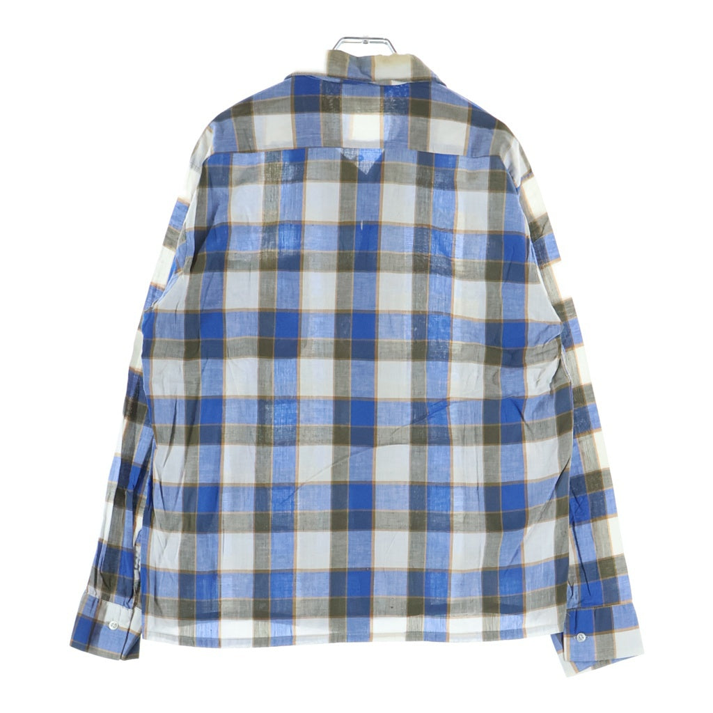 VINTAGE(ヴィンテージ) 60S VINTAGE ISLAND IN THE SUN L/S OPEN COLLAR SHIRT ヴィンテージ チェック柄 長袖コットンオープンカラー 開襟シャツ ブルー