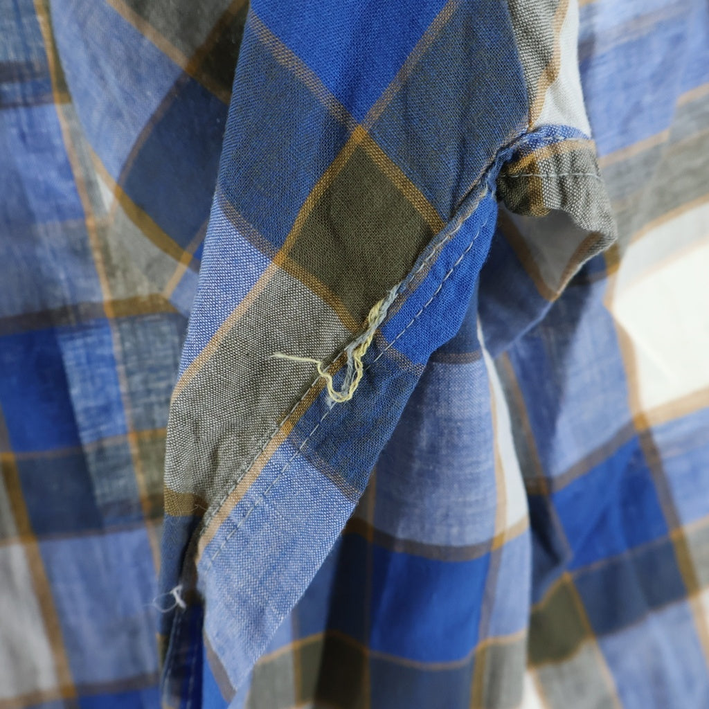 VINTAGE(ヴィンテージ) 60S VINTAGE ISLAND IN THE SUN L/S OPEN COLLAR SHIRT ヴィンテージ チェック柄 長袖コットンオープンカラー 開襟シャツ ブルー
