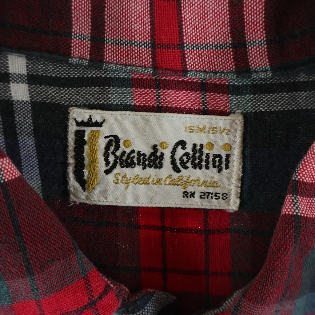 VINTAGE(ヴィンテージ) 60S VINTAGE BIANDI CELLINI L/S SHIRT ヴィンテージ チェック柄 長袖コットンシャツ レッド/グレー
