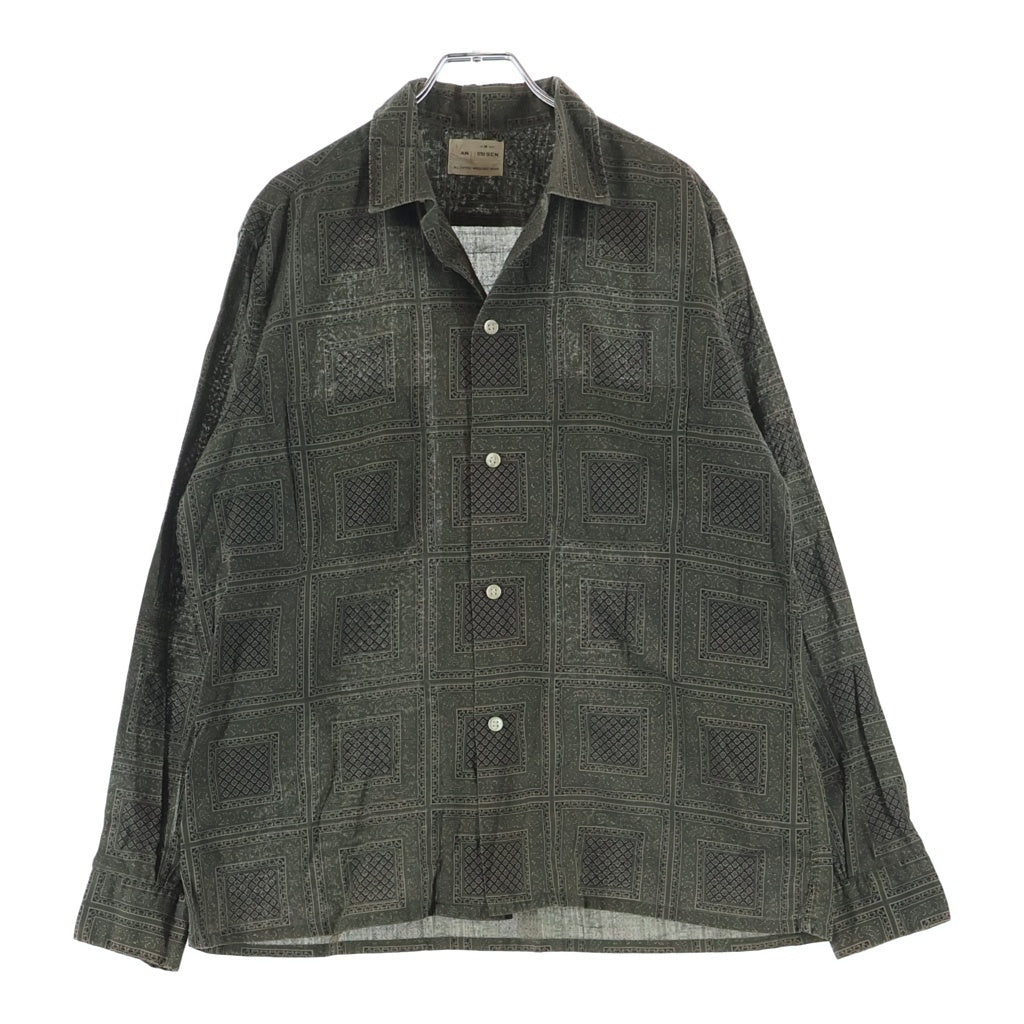 VINTAGE(ヴィンテージ) 60S VINTAGE VAN HEUSEN L/S COTTON OPEN COLLAR SHIRT ヴィンテージ ヴァンヒューゼン 総柄 長袖コットンオープンカラー 開襟シャツ グリーン