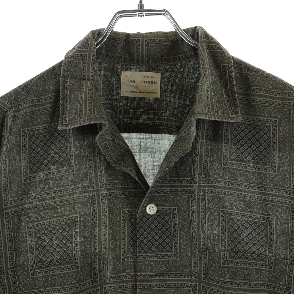 VINTAGE(ヴィンテージ) 60S VINTAGE VAN HEUSEN L/S COTTON OPEN COLLAR SHIRT ヴィンテージ ヴァンヒューゼン 総柄 長袖コットンオープンカラー 開襟シャツ グリーン
