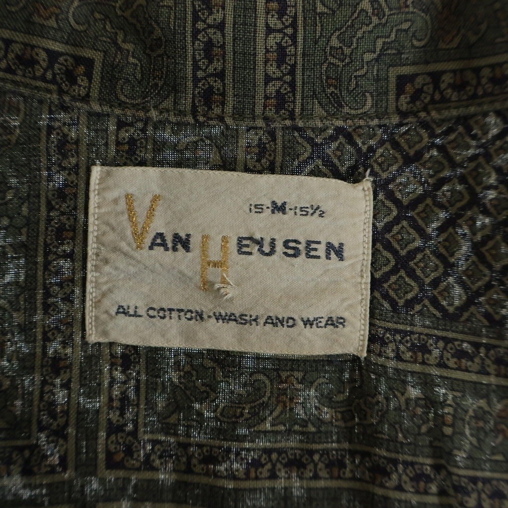 VINTAGE(ヴィンテージ) 60S VINTAGE VAN HEUSEN L/S COTTON OPEN COLLAR SHIRT ヴィンテージ ヴァンヒューゼン 総柄 長袖コットンオープンカラー 開襟シャツ グリーン