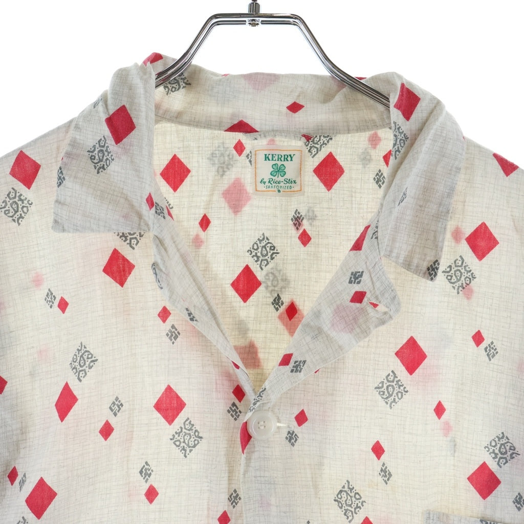 VINTAGE(ヴィンテージ) 60S VINTAGE KERRY BY RICE-STIX L/S PAJAMA SHIRT ヴィンテージ 総柄 長袖コットンパジャマシャツ ホワイト/レッド