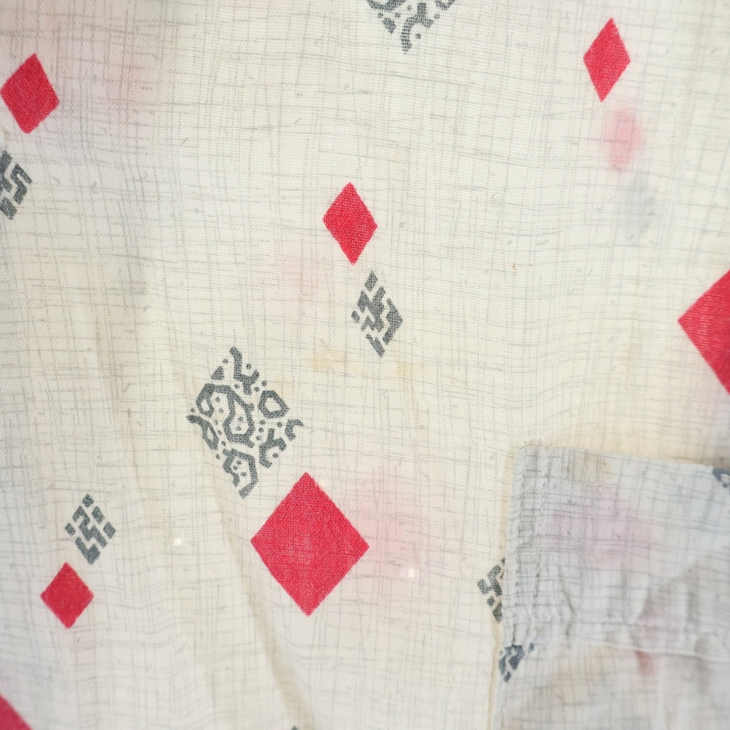 VINTAGE(ヴィンテージ) 60S VINTAGE KERRY BY RICE-STIX L/S PAJAMA SHIRT ヴィンテージ 総柄 長袖コットンパジャマシャツ ホワイト/レッド