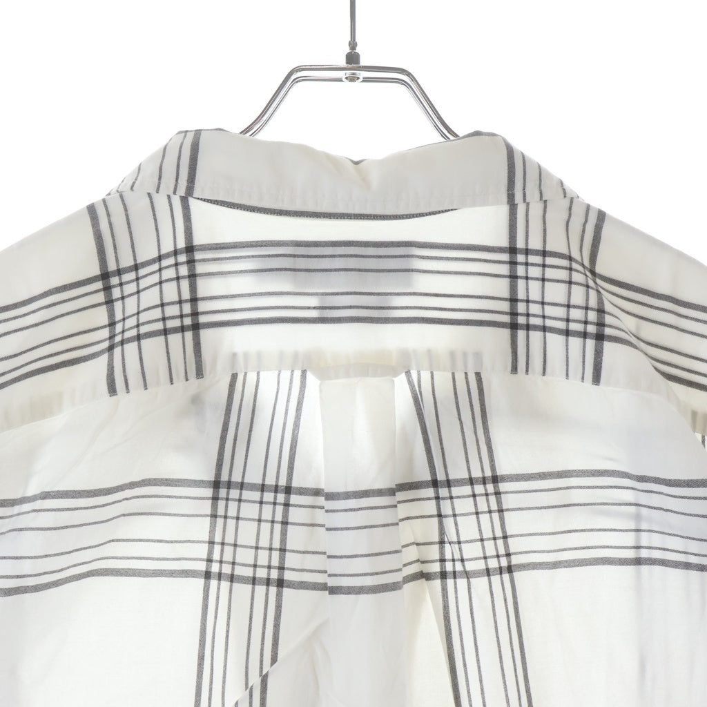 POLO RALPH LAUREN(ポロラルフローレン) 90S VINTAGE S/S OPEN COLLAR SHIRT ヴィンテージ チェック柄 半袖コットンオープンカラー 開襟シャツ ホワイト/グレー