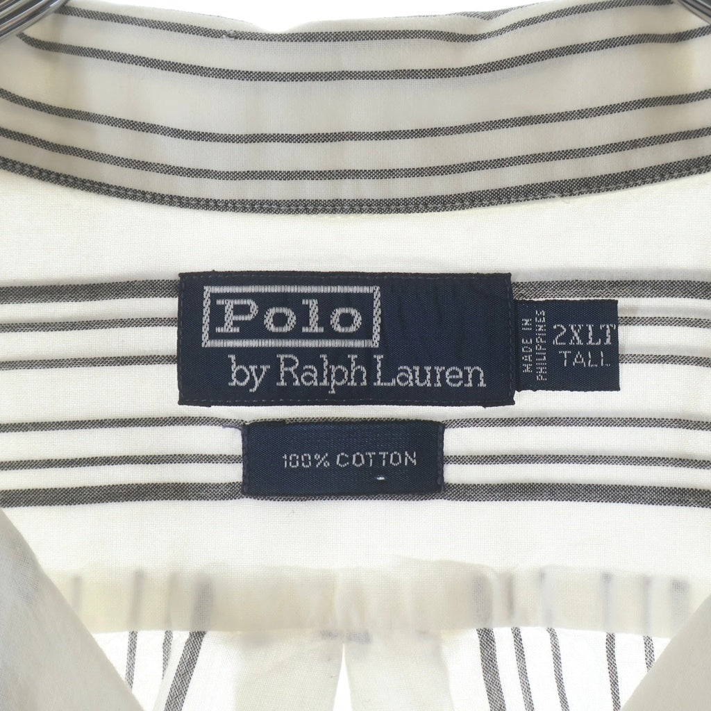 POLO RALPH LAUREN(ポロラルフローレン) 90S VINTAGE S/S OPEN COLLAR SHIRT ヴィンテージ チェック柄 半袖コットンオープンカラー 開襟シャツ ホワイト/グレー