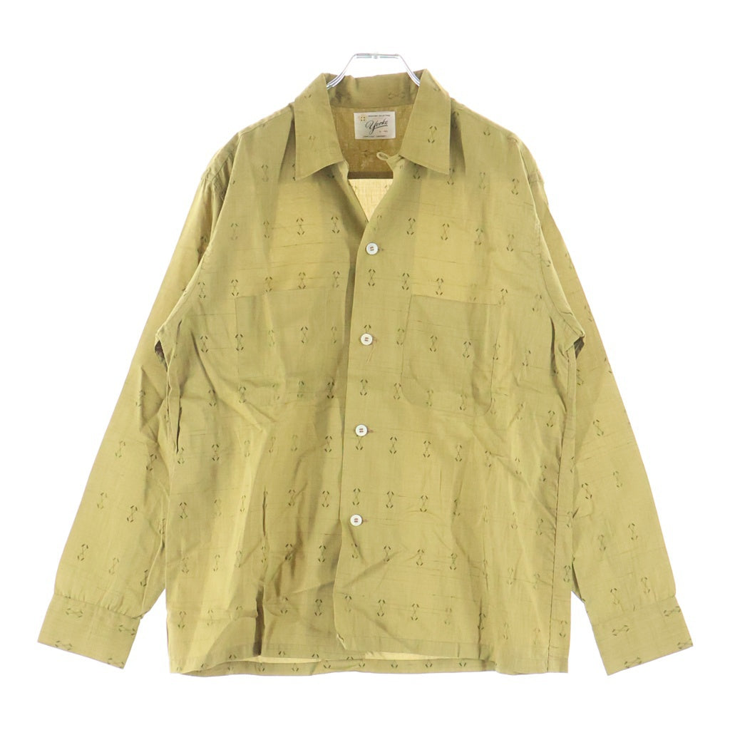 VINTAGE(ヴィンテージ) 60S VINTAGE GOLDEN YORKE L/S OPEN COLLAR SHIRT ヴィンテージ 総柄 長袖コットンオープンカラー 開襟シャツ カーキ