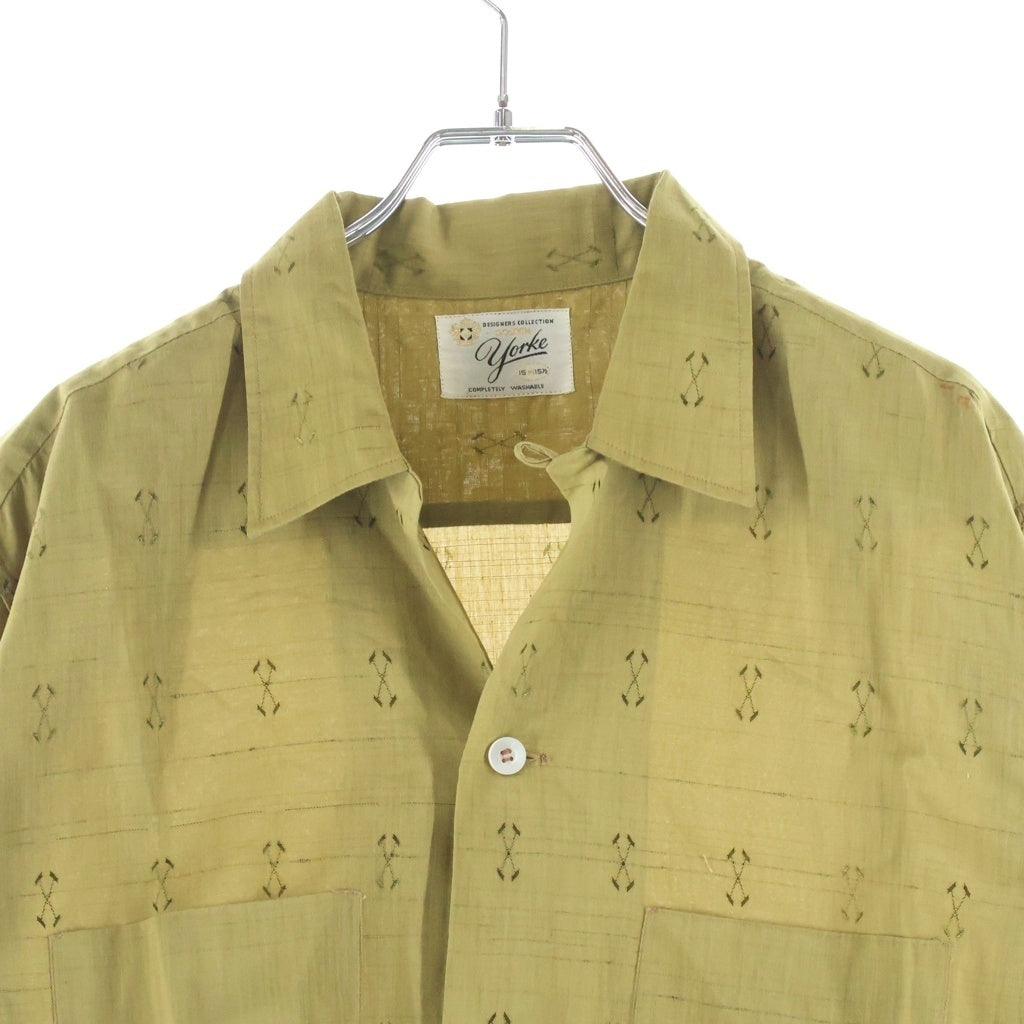 VINTAGE(ヴィンテージ) 60S VINTAGE GOLDEN YORKE L/S OPEN COLLAR SHIRT ヴィンテージ 総柄 長袖コットンオープンカラー 開襟シャツ カーキ