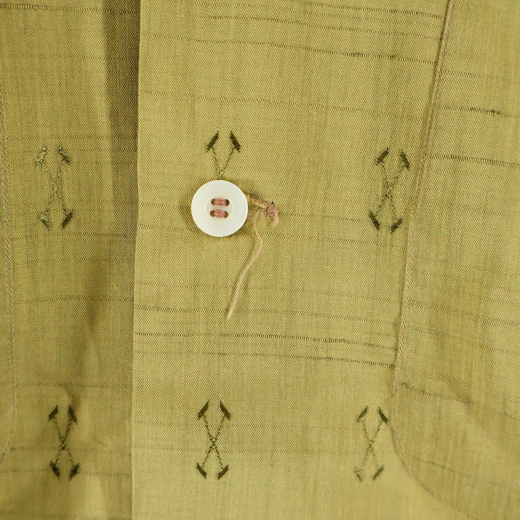 VINTAGE(ヴィンテージ) 60S VINTAGE GOLDEN YORKE L/S OPEN COLLAR SHIRT ヴィンテージ 総柄 長袖コットンオープンカラー 開襟シャツ カーキ